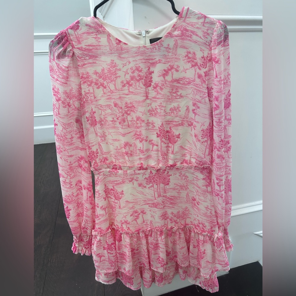 Auqa Bloomingdales pink print mini dress